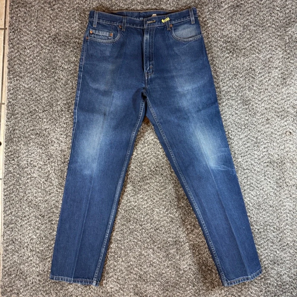Vintage Levis 505 Mens 36x32 Starched Jeans Faded Dark Wash Straight Regular Fit